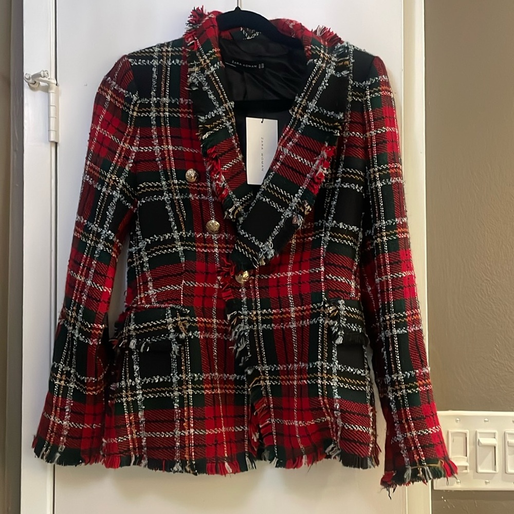 zara plaid blazer